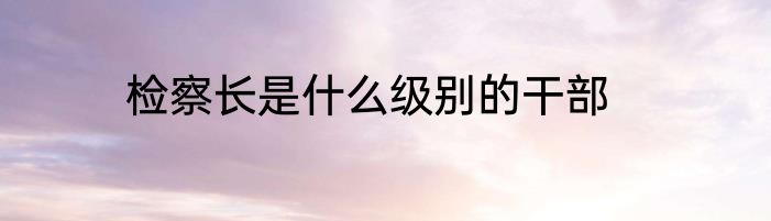 检察长是什么级别的干部