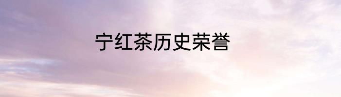 宁红茶历史荣誉