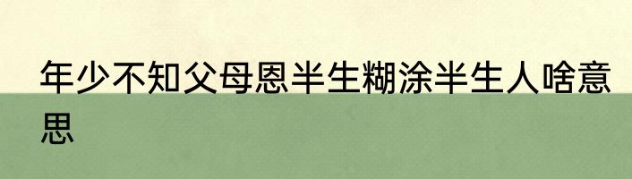 年少不知父母恩半生糊涂半生人啥意思