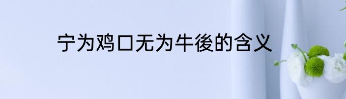 宁为鸡口无为牛後的含义