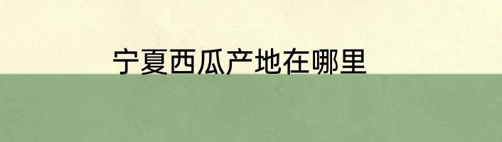 宁夏西瓜产地在哪里
