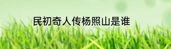 民初奇人传杨照山是谁
