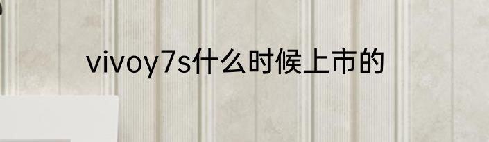 vivoy7s什么时候上市的