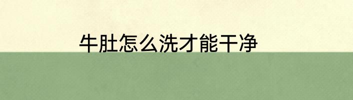 牛肚怎么洗才能干净
