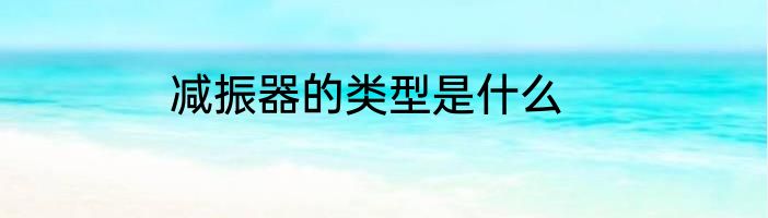 减振器的类型是什么