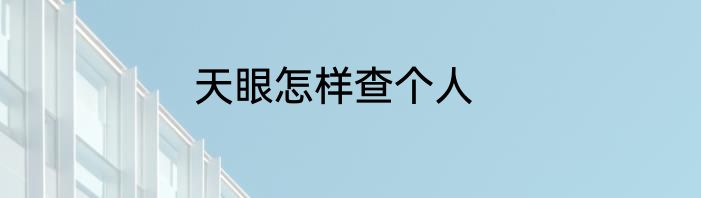 天眼怎样查个人