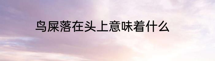 鸟屎落在头上意味着什么