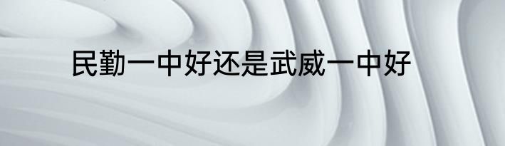 民勤一中好还是武威一中好