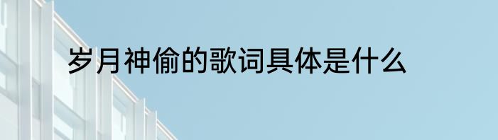 岁月神偷的歌词具体是什么
