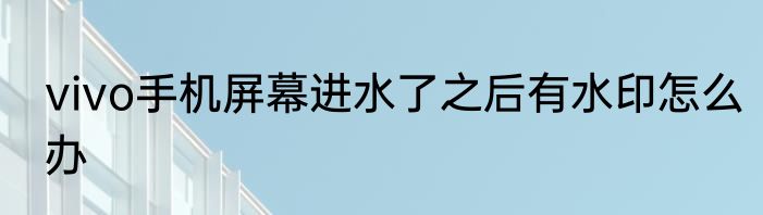 vivo手机屏幕进水了之后有水印怎么办