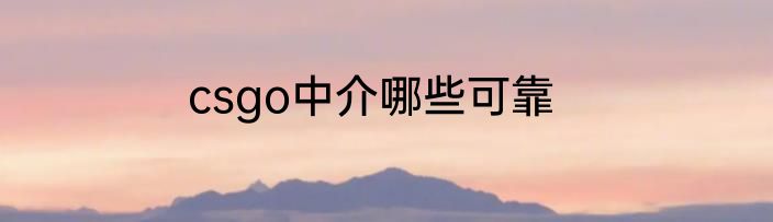 csgo中介哪些可靠