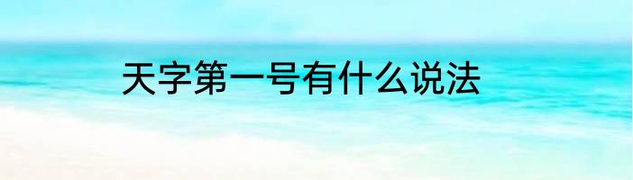 天字第一号有什么说法