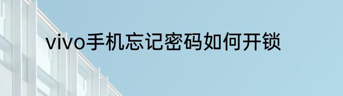vivo手机忘记密码如何开锁