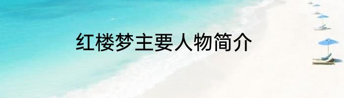 红楼梦主要人物简介