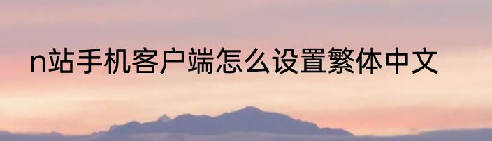 n站手机客户端怎么设置繁体中文