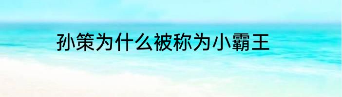 孙策为什么被称为小霸王