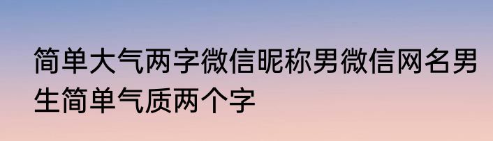 简单大气两字微信昵称男微信网名男生简单气质两个字