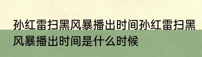 孙红雷扫黑风暴播出时间孙红雷扫黑风暴播出时间是什么时候
