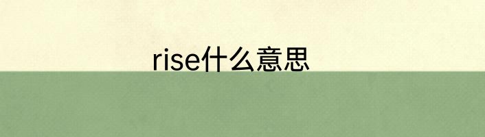 rise什么意思