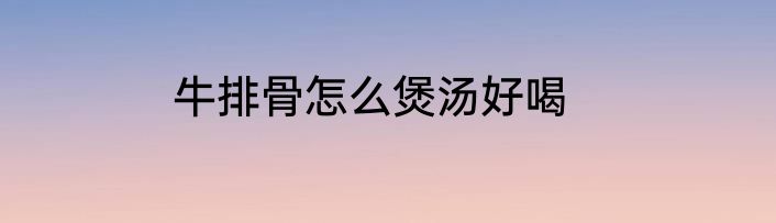 牛排骨怎么煲汤好喝