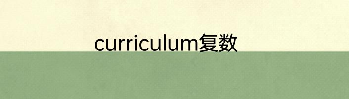 curriculum复数