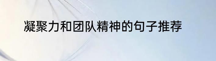 凝聚力和团队精神的句子推荐