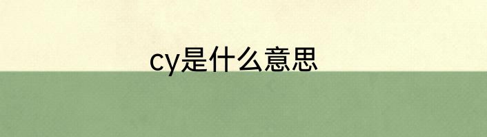 cy是什么意思