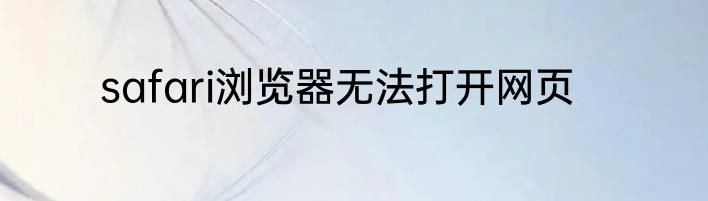 safari浏览器无法打开网页