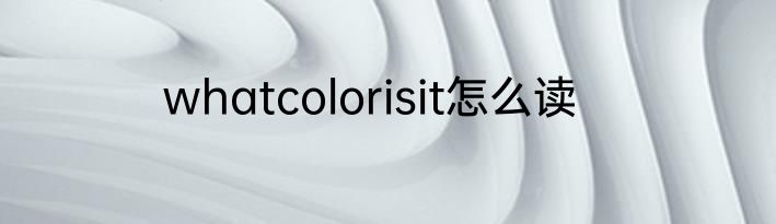 whatcolorisit怎么读