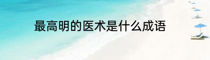 最高明的医术是什么成语