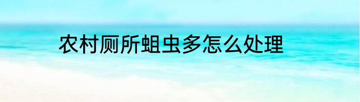 农村厕所蛆虫多怎么处理