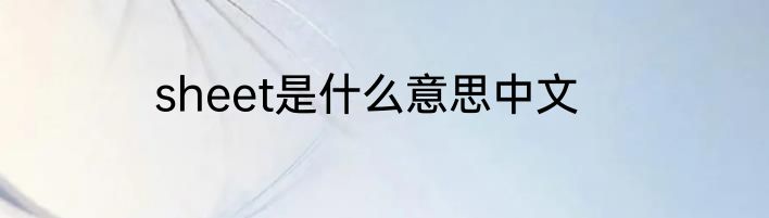 sheet是什么意思中文