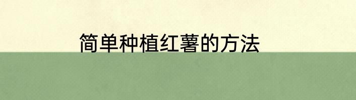 简单种植红薯的方法