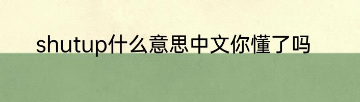 shutup什么意思中文你懂了吗