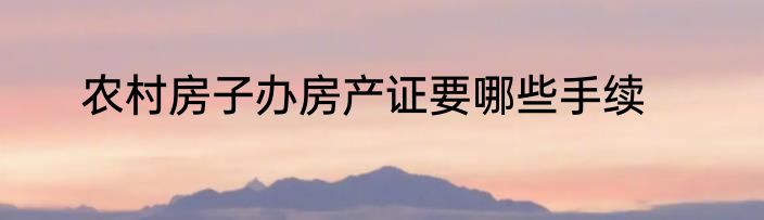 农村房子办房产证要哪些手续