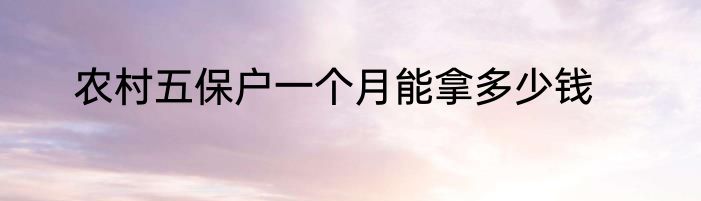农村五保户一个月能拿多少钱