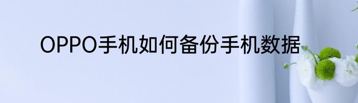 OPPO手机如何备份手机数据
