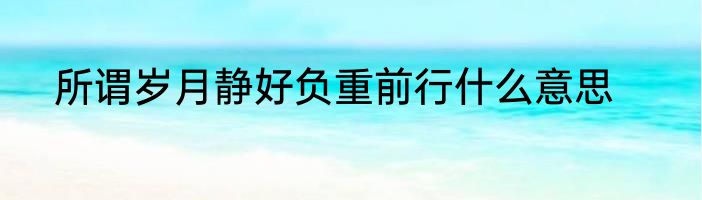 所谓岁月静好负重前行什么意思