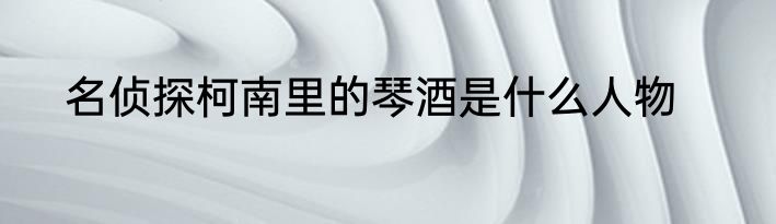 名侦探柯南里的琴酒是什么人物