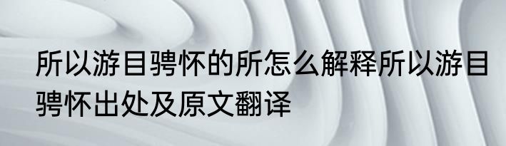 所以游目骋怀的所怎么解释所以游目骋怀出处及原文翻译