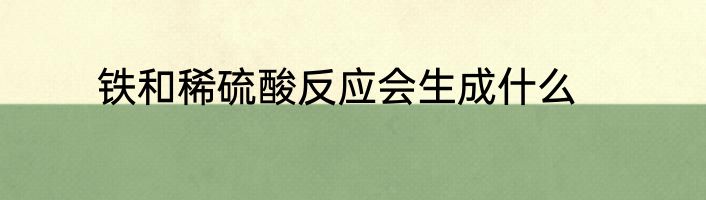 铁和稀硫酸反应会生成什么