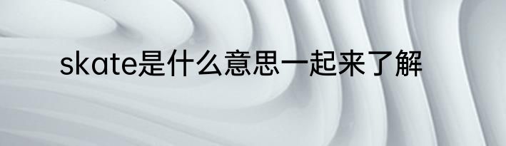 skate是什么意思一起来了解