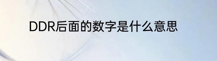 DDR后面的数字是什么意思