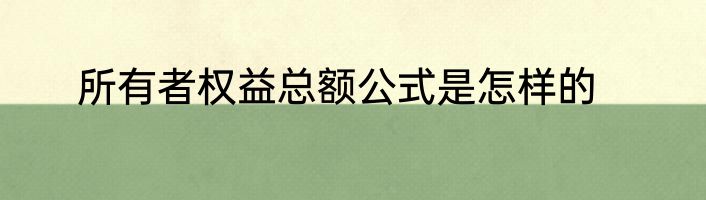 所有者权益总额公式是怎样的