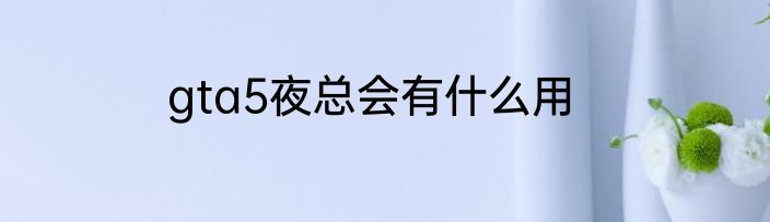 gta5夜总会有什么用