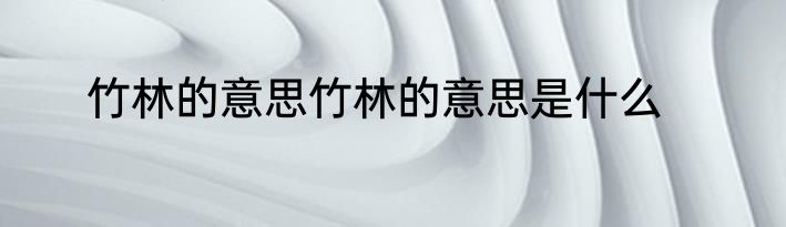 竹林的意思竹林的意思是什么
