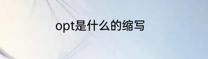opt是什么的缩写