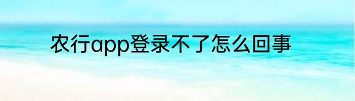 农行app登录不了怎么回事