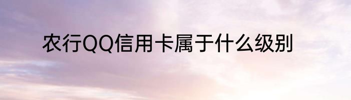 农行QQ信用卡属于什么级别