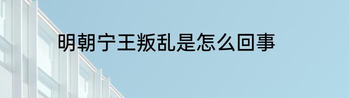 明朝宁王叛乱是怎么回事